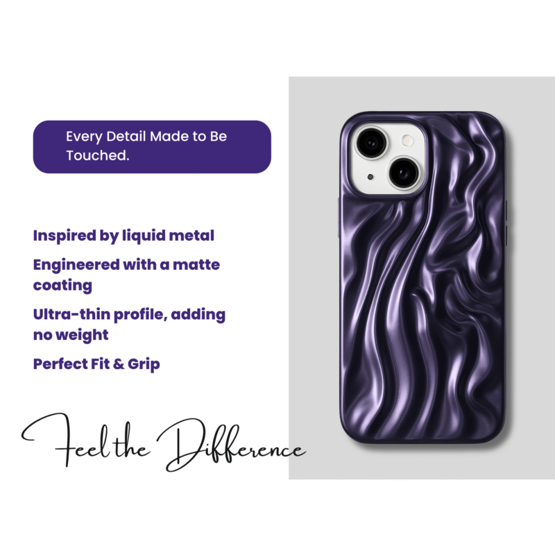 iPhone 15 Back Cover in Royal Purple | Sculpted Wave Texture with Shockproof Design & Sleek Fit - Image 3
