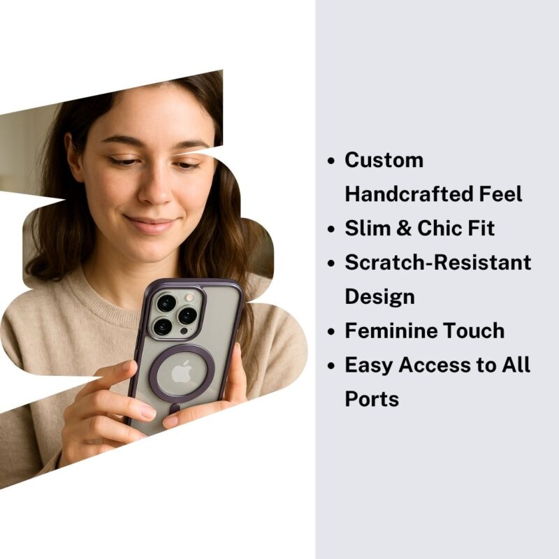 MagSafe-Compatible iPhone 14 Pro Cover with Camera Protection – Purple Transparent Shield - Image 6