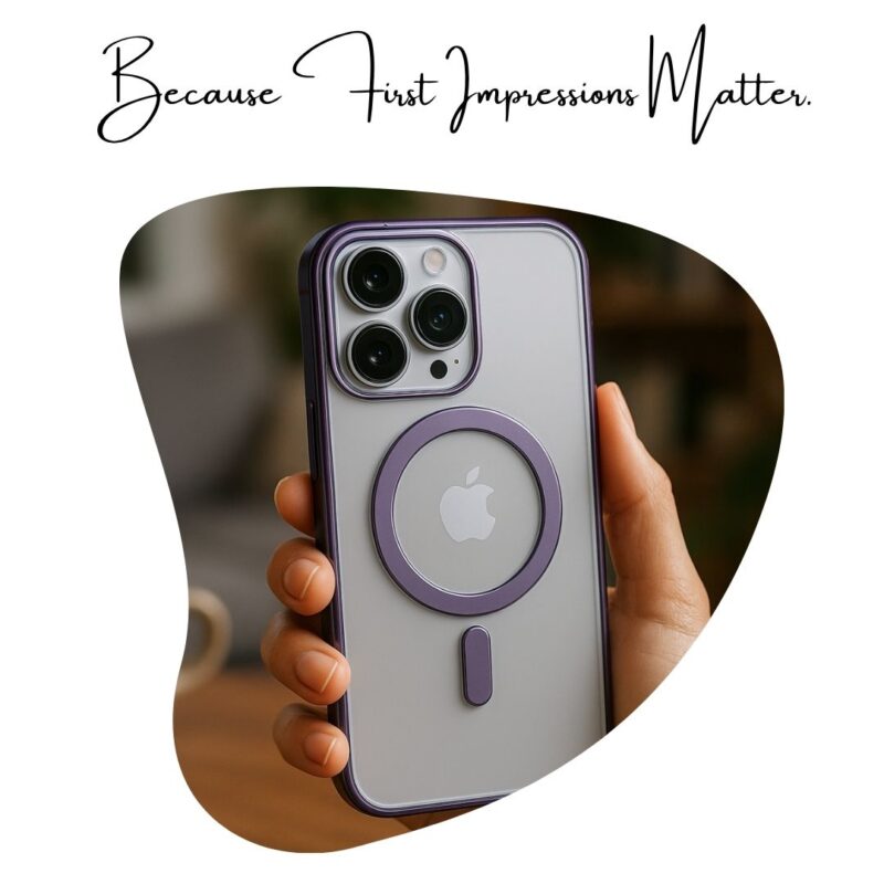 MagSafe-Compatible iPhone 14 Pro Cover with Camera Protection – Purple Transparent Shield - Image 7