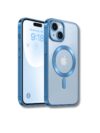 iPhone 14 Back Cover with MagSafe Support – Transparent Hard Back & Blue Bumper