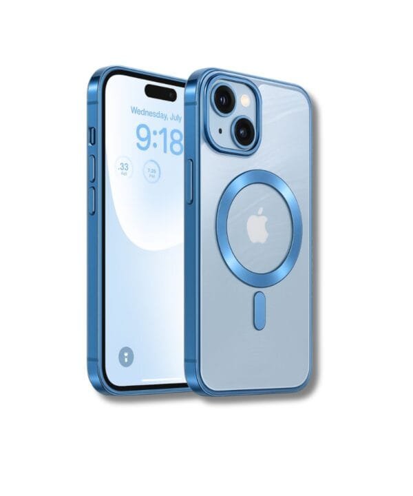 Minimalist Blue Frame MagSafe Compatible Transparent Case