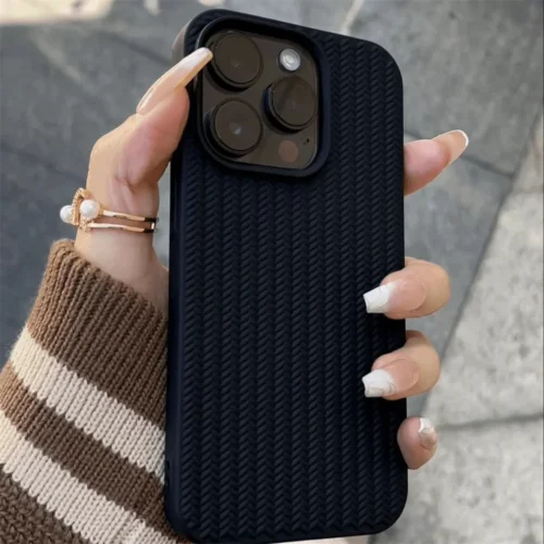 Woven Texture iPhone Case Durable and Stylish (Black) photo review