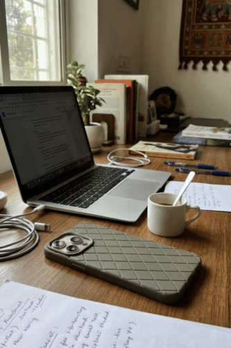 Matte Beige Quilted Diamond Pattern Case photo review