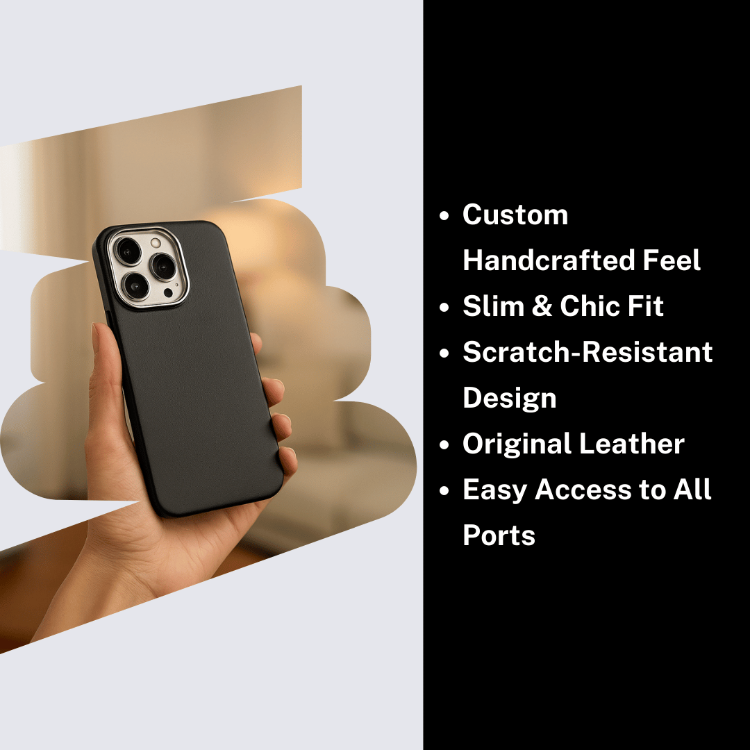 Luxury Slim Black Leather Protective Case - Image 4