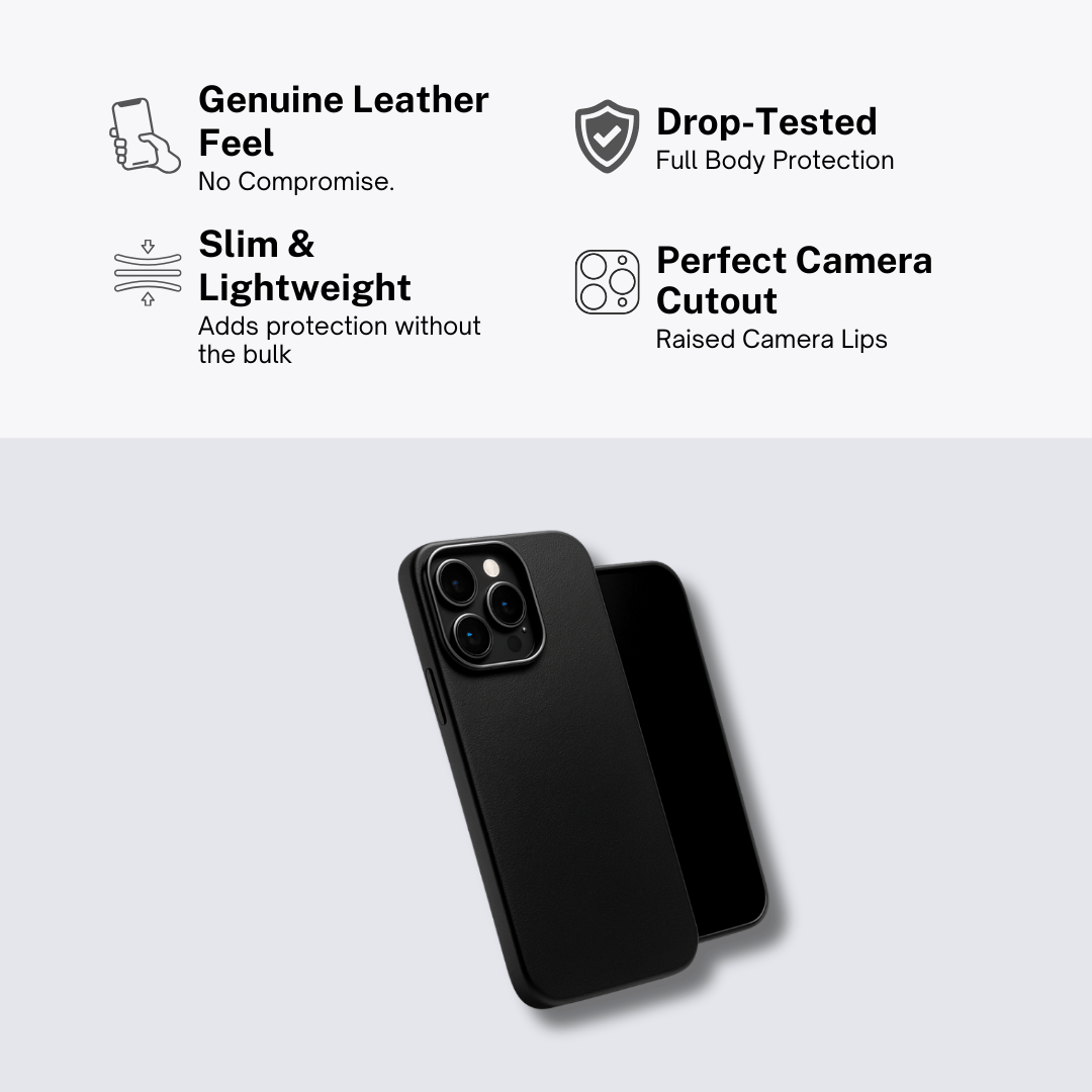 Luxury Slim Black Leather Protective Case - Image 2