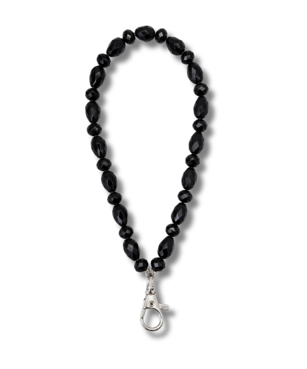 Black Onyx Faceted Beaded iPhone Chain Wrist Strap