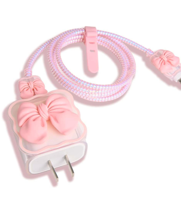 Coquette Bow Silicone iPhone Charger Protector Set