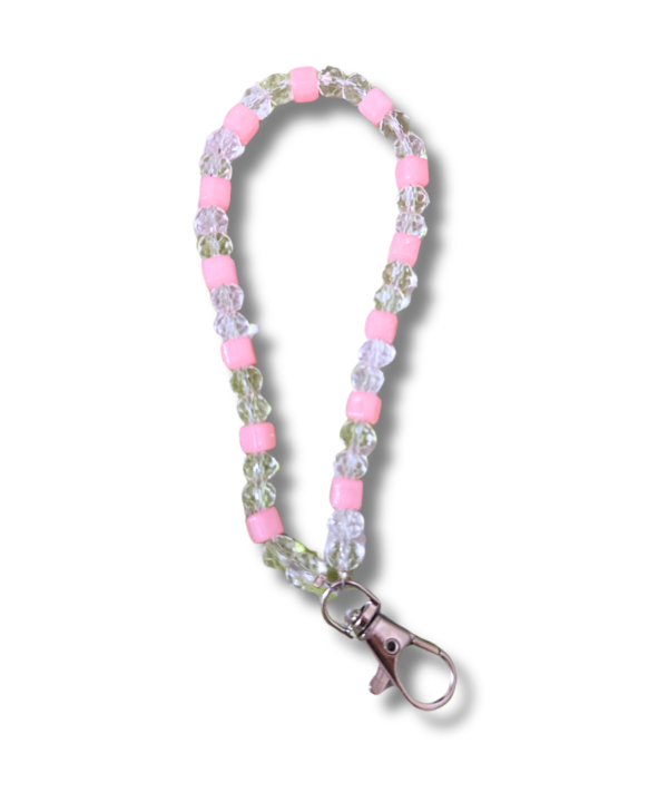 Pink Crystal Beaded iPhone Chain Wrist Strap