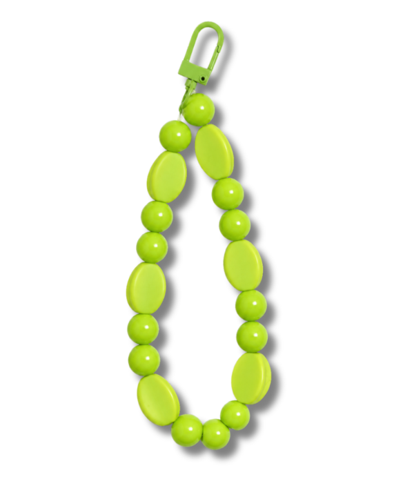 Neon Lime Oval Bead iPhone Charm Wrist Strap