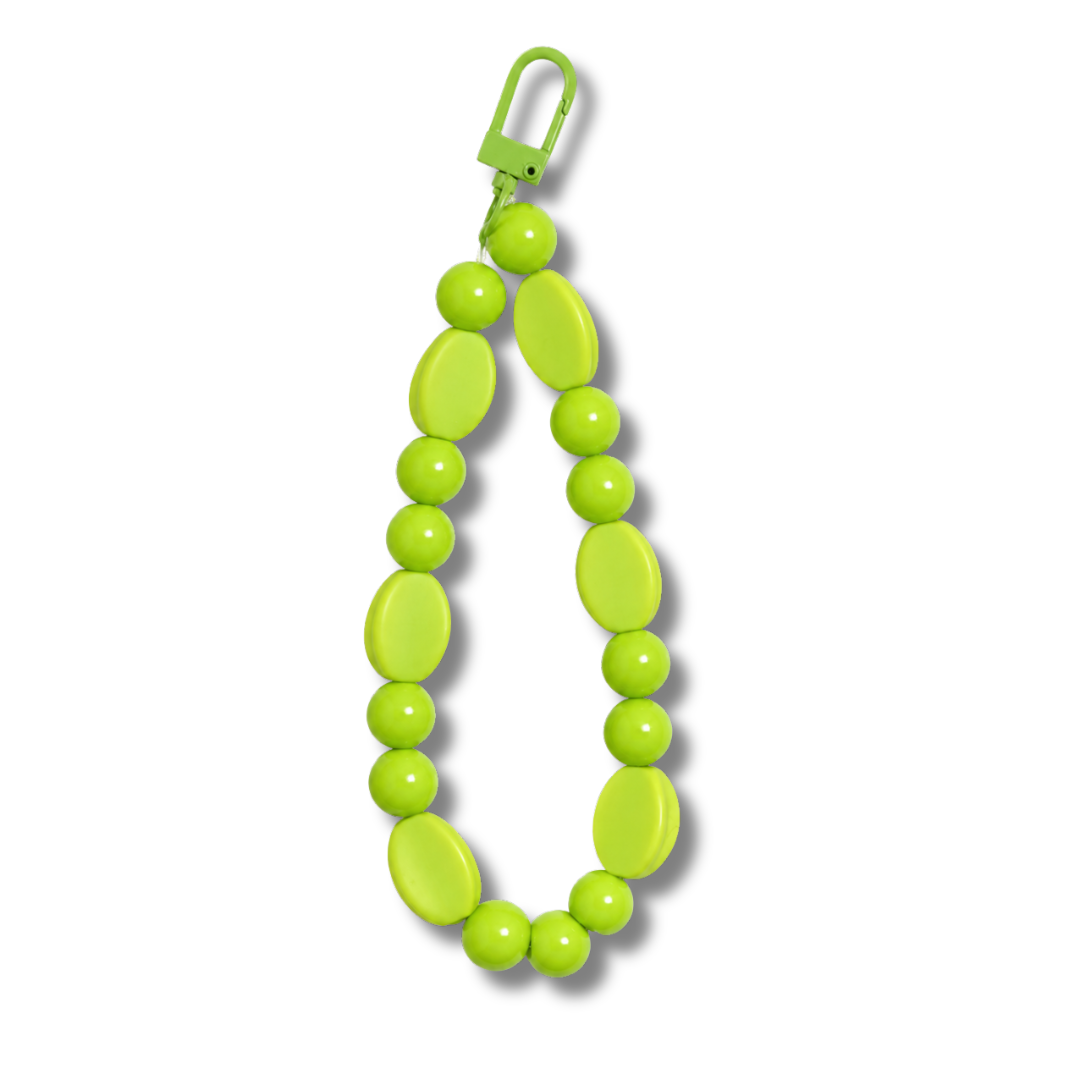 Neon Lime Oval Bead iPhone Charm Wrist Strap