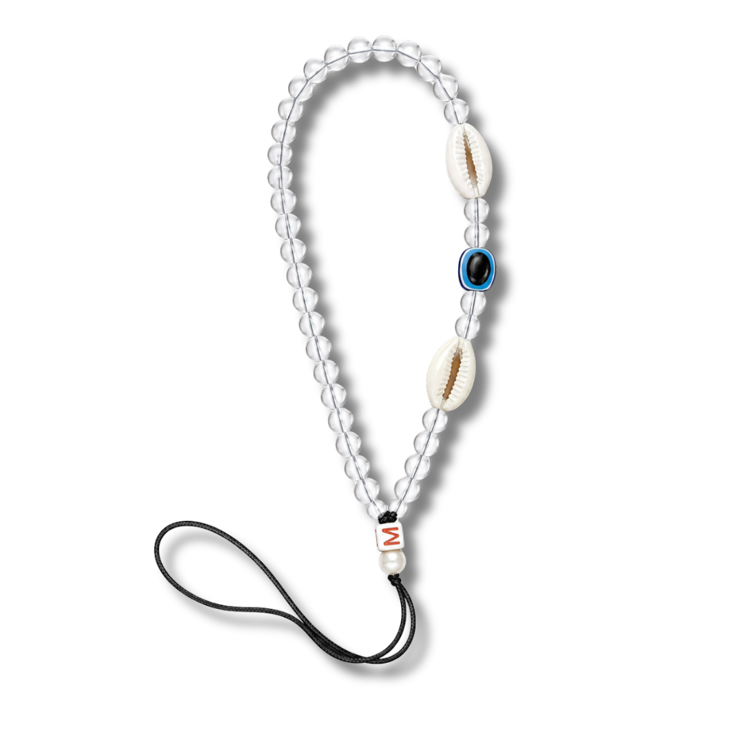 Cowrie Shell Evil Eye Crystal Bead iPhone Charm