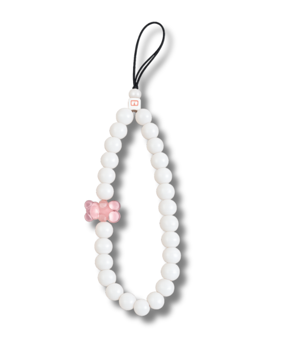 White Bead Pink Gummy Bear iPhone Charm