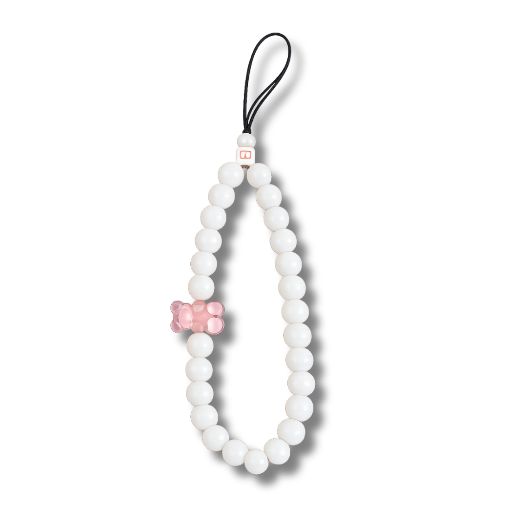 White Bead Pink Gummy Bear iPhone Charm
