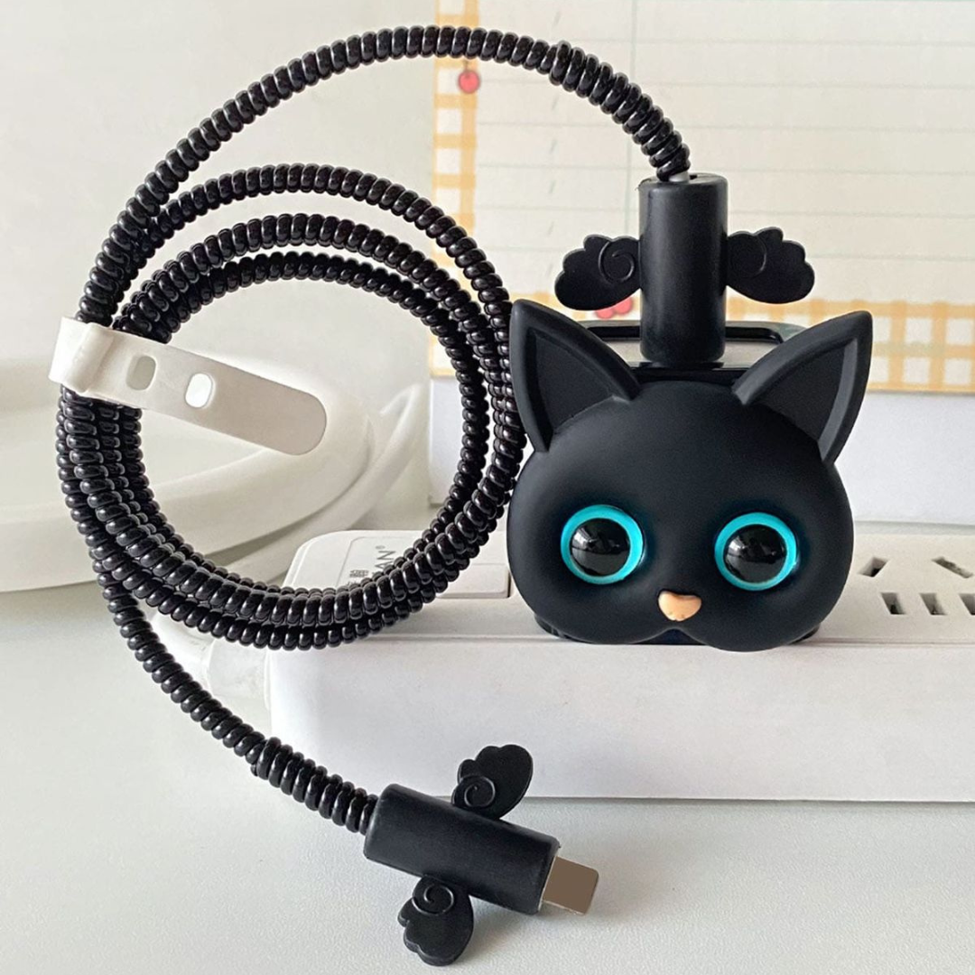 Midnight Meow Black Cat Charger Protector Set - Image 2