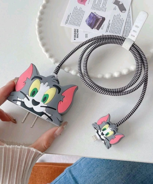 Tom Cat Cartoon Charger Protector Set