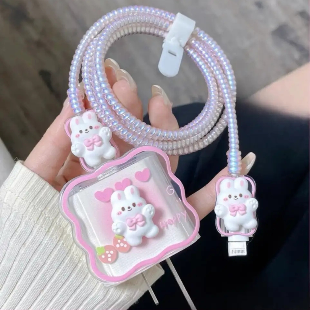 Strawberry Bunny Charger Protector Set