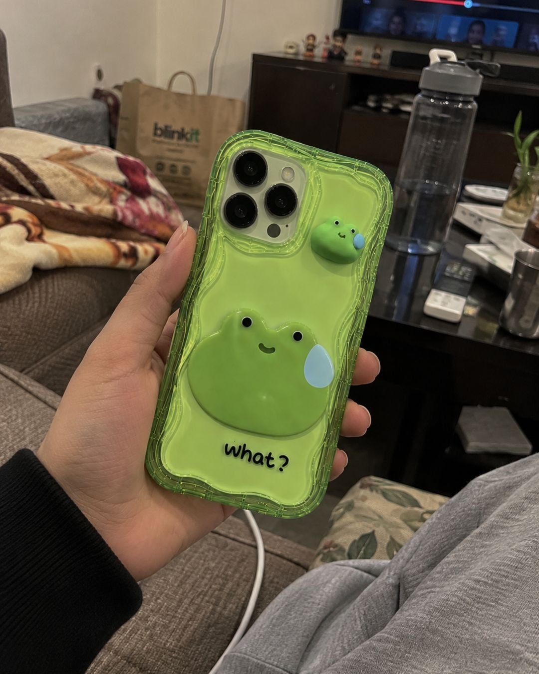 3D Frog Character Semi Transparent iPhone Case photo review