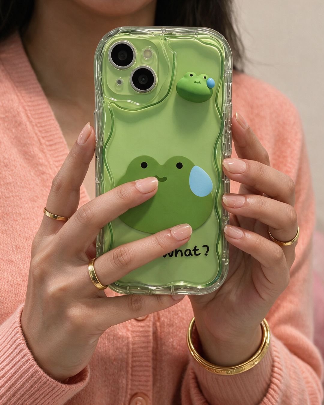 3D Frog Character Semi Transparent iPhone Case photo review